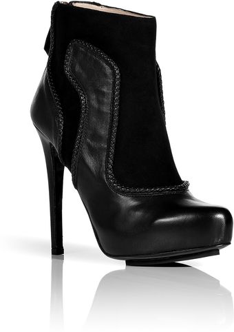 Burak Uyan Black Suedeleather Platform Ankle Boots with Woven Trim - Lyst