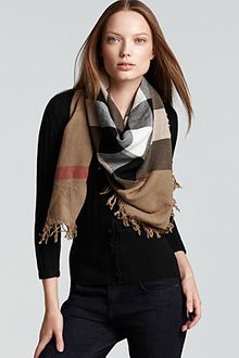 Burberry Color Check Wool Scarf - Lyst
