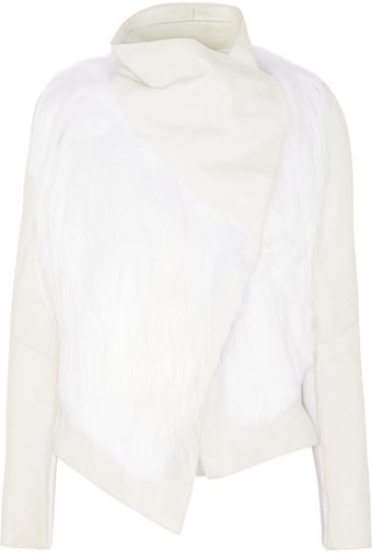 Helmut Lang Shearling and Rabbit Leather Jacket - Lyst