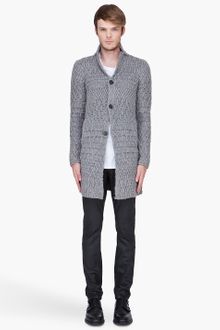 John Varvatos Long Alpaca Knit Jacquard Cardigan - Lyst