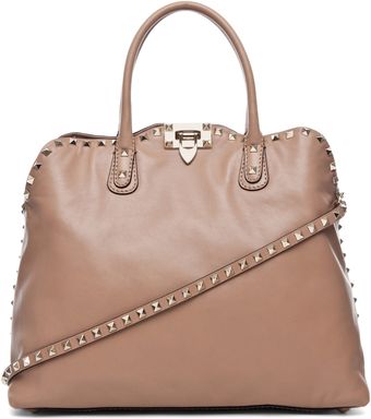 Valentino Rockstud Double Handle Bag in Sand - Lyst