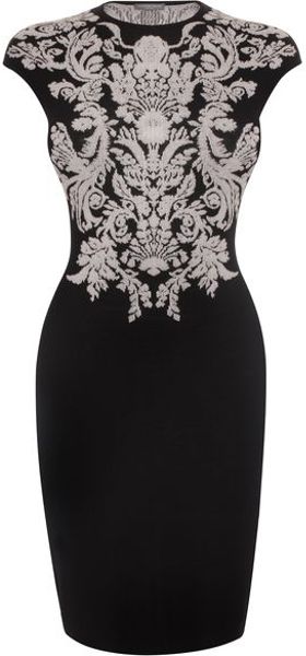Alexander Mcqueen  Black FilCoupe Floral Jacquard Mini Dress in Black - Lyst