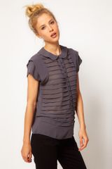ASOS Collection  Blouse with Pintucks and Peter Pan Collar