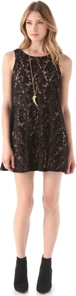 Free People Miles Of Lace Tank Dress in Black - Lyst