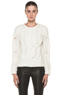 Rag & Bone Felted Cable Sweater in Ivory - Lyst