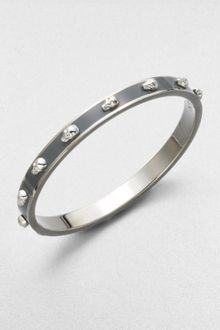 Alexander McQueen Enamel Accented Skull Bangle Bracelet - Lyst
