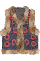 Antik Batik Cicero Rabbit Trimmed Embroidered Cotton Vest