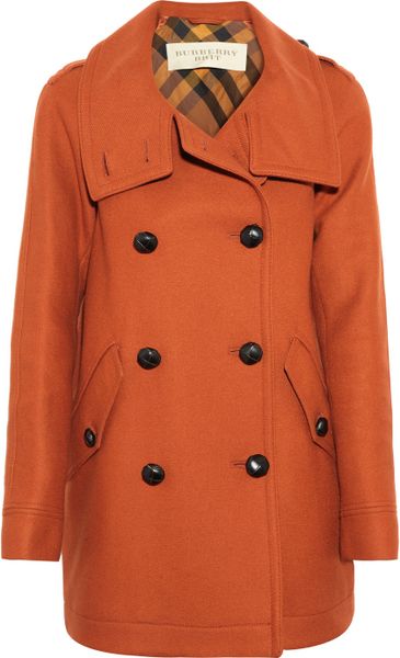 Burberry Brit Doublebreasted Woolblend Coat in Orange - Lyst