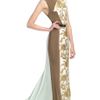 Carolina Herrera Ss Baroque Lamé Jacquard Gown with Silk Faille Paneling in White (gold/ivory) - Lyst