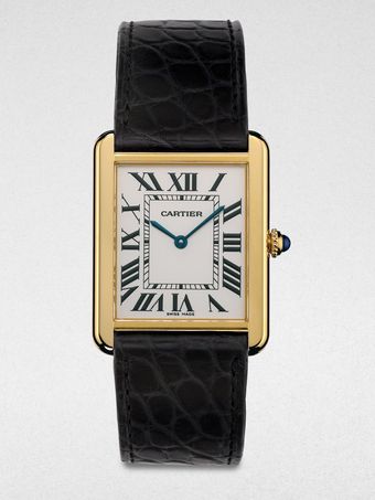 Cartier Tank Solo 18k Gold Alligator Watch - Lyst