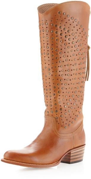 Frye Deb Studded Laceback Boot - Lyst