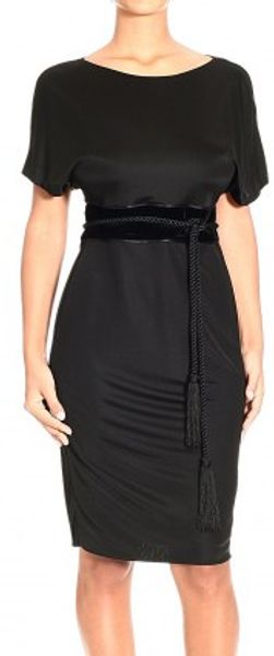 Gucci Short Sleeve Jersey Velvet Belt Dress - Lyst