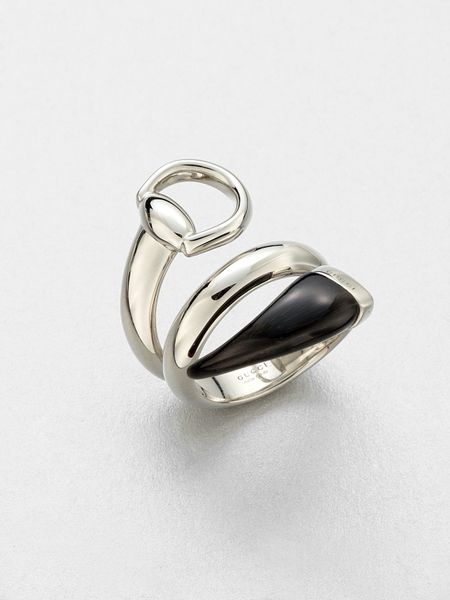 Gucci Sterling Silver Black Horn Wrapped Ring in Silver - Lyst