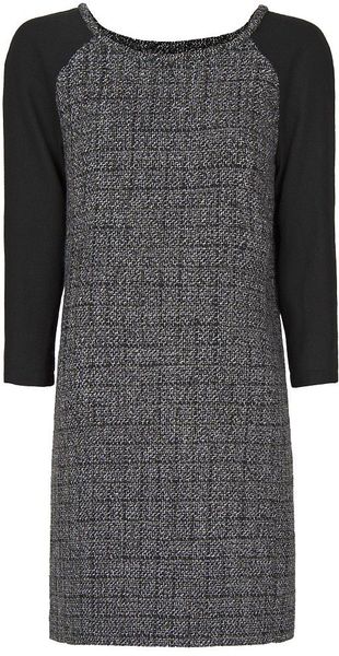Mango Contrast Sleeves Bouclã Dress - Lyst