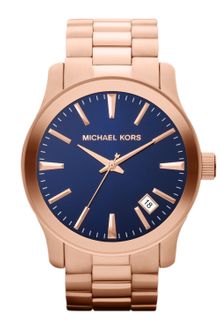 Michael Kors Oversize Rose Golden Stainless Steel Runway Threehand Watch - Lyst