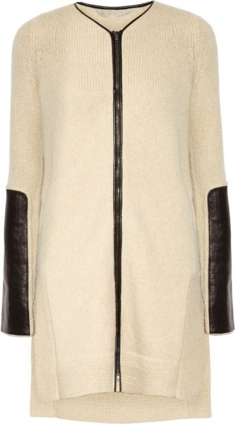 Reed Krakoff Woolblend and Leather Cardigan in Beige (oatmeal) - Lyst