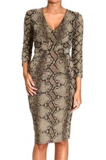 Roberto Cavalli 34 Sleeve V Neck Jersey Curled Python Print Dress - Lyst