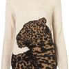 Topshop Knitted Leopard Sweater in Beige (oatmeal marl) - Lyst