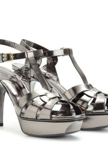 Yves Saint Laurent Tribute 75 Metallic Leather Platform Sandals - Lyst