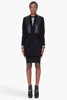 Alexander Wang Black Velvet Leather Front Slotted Coat - Lyst