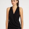 Alice + Olivia Wrapfront Drape Top in Black - Lyst