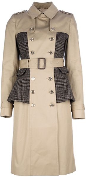 Burberry Prorsum Double Breasted Peplum Coat in Beige (nude) - Lyst