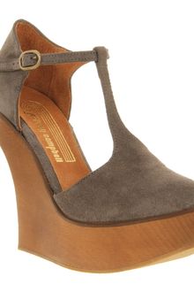 Jeffrey Campbell Brooklyn Tbar Wedge Grey Sde Natural Heel - Lyst