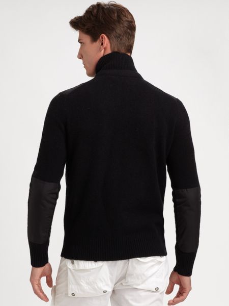 black mockneck sweater