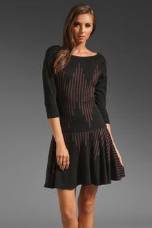 Tracy Reese Jagged Stripe Knit Flared Dress  - Lyst