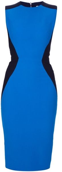 Victoria Beckham Hourglass Detail Dress in Blue (black) - Lyst