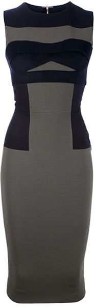 Victoria Beckham Fitted Dress in Khaki - Lyst