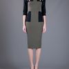 Victoria Beckham Fitted Dress in Khaki - Lyst