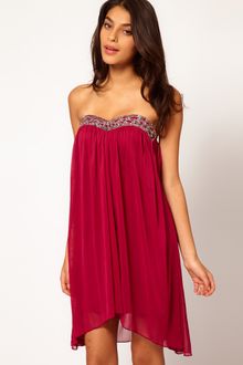 ASOS Collection Asos Strapless Dress in Mesh with Embellished Bust - Lyst