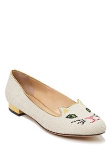 Charlotte Olympia Ss Off White Kitty Flat - Lyst