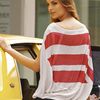 Dkny Dkny Jeans Slouch Stripe Sweater in Red (feather_white) - Lyst