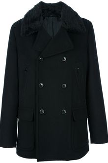 Dolce & Gabbana Fur Collar Peacoat - Lyst