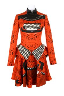 Mary Katrantzou Red Typewriter Silk Peplum Dress - Lyst