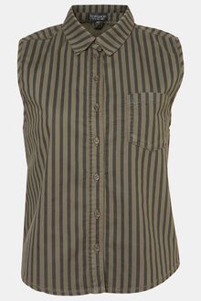 Topshop Stripe Sleeveless Shirt - Lyst