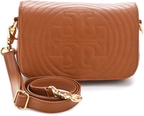 Tory Burch Stitched Logo Adjustable Mini Bag in Brown (desert) - Lyst