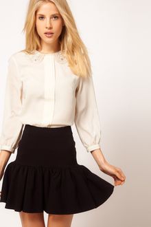 ASOS Collection Asos Blouse with Pearl Embellished Collar - Lyst