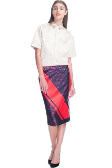 No 21 Ss Eco Leather Panel Skirt - Lyst