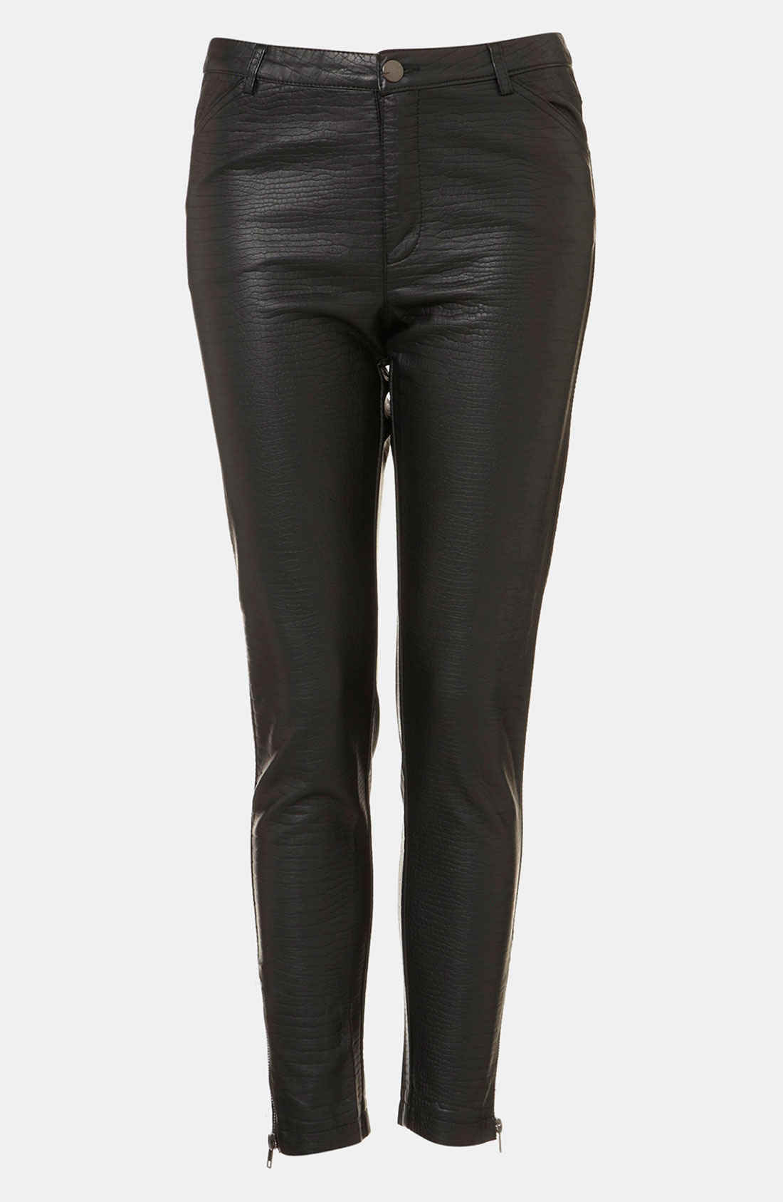 topshop black faux leather skinny trousers