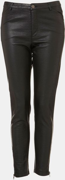 Topshop Howard Croc Embossed Faux Leather Pants - Lyst