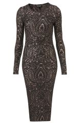 Topshop Paisley Midi Bodycon Dress