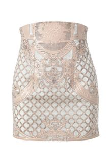Balmain Velvet and Leather Miniskirt - Lyst