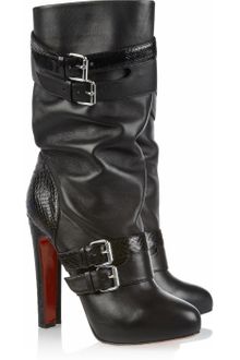 Christian Louboutin Loubi Bike 140 Leather and Python Boots - Lyst