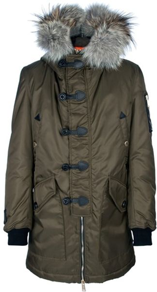 Dsquared2 Fur Collar Jacket in Khaki for Men - Lyst