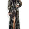 Emilio Pucci Printed Pleated Chiffon Gown in Gray - Lyst
