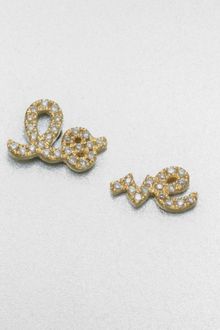 Sydney Evan Diamond 14k Gold Love Stud Earrings - Lyst