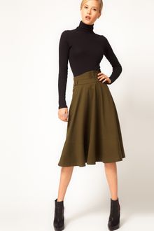 ASOS Collection Asos Midi Skirt with Waist Detail - Lyst